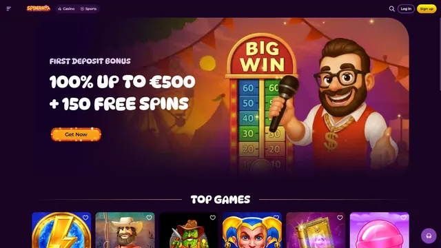 spinania casino website screen
