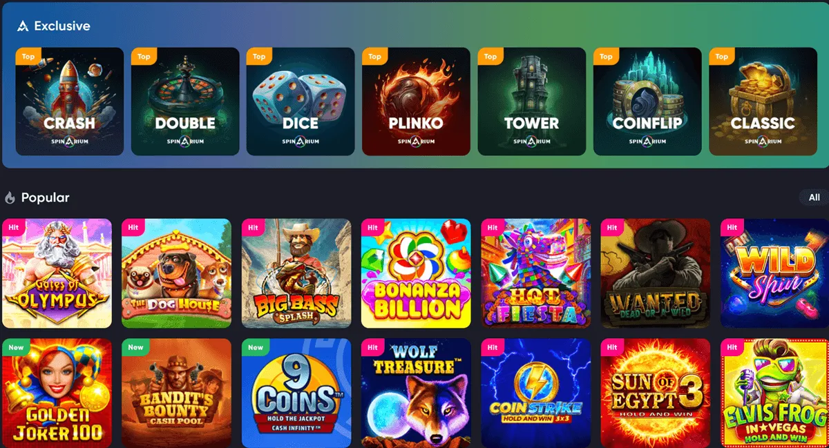 spinarium casino games