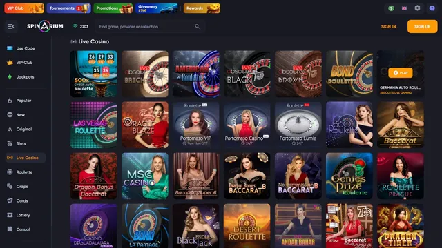 spinarium casino live games