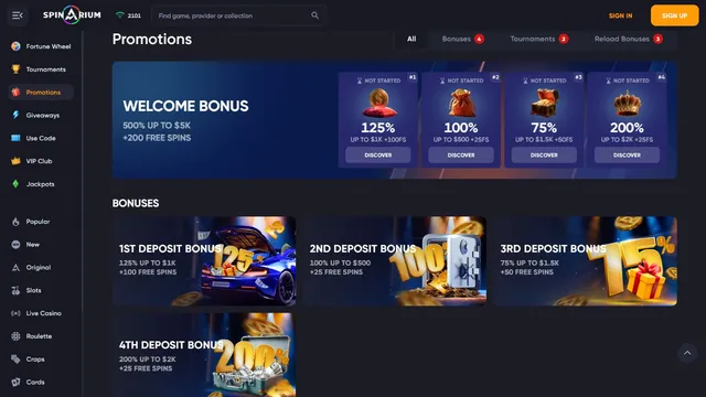 spinarium casino promotions