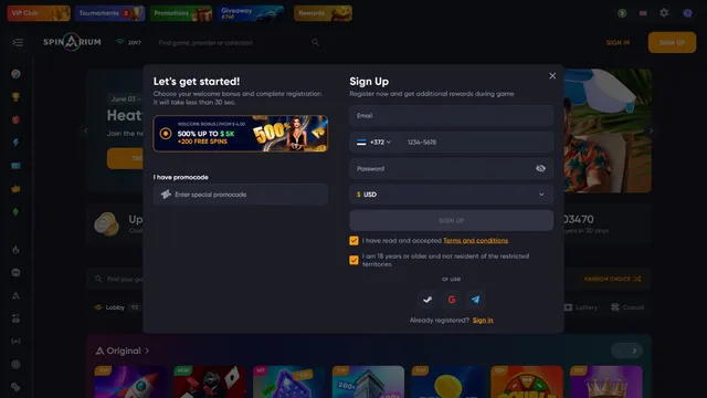 spinarium casino registration