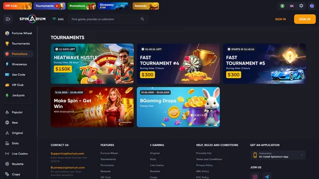 spinarium casino tournaments