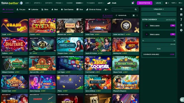 spinbetter casino games