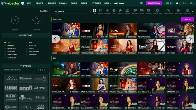 spinbetter casino live games