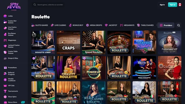 spinfever casino live games