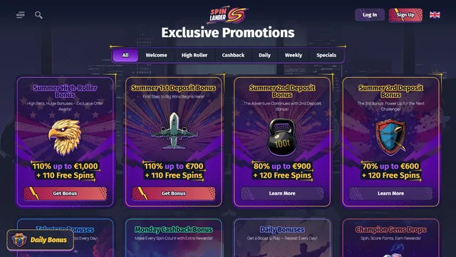 spinlander casino promotions