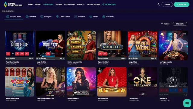 spinplatinum casino live games