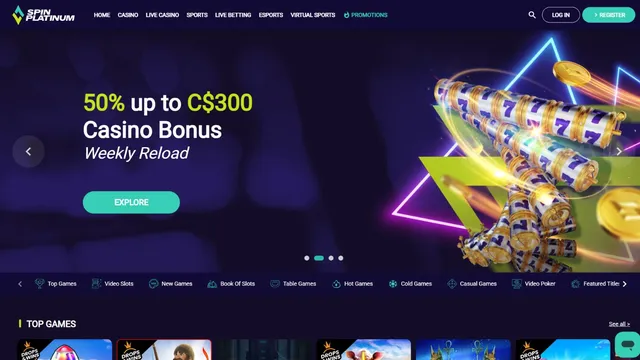 spinplatinum casino website screen
