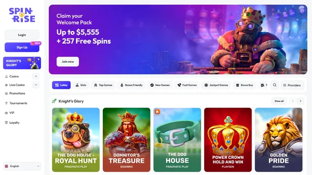 spinrise casino website screen