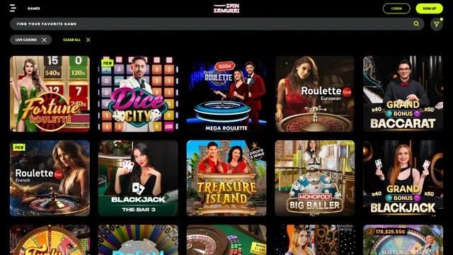 spinsamurai casino live games