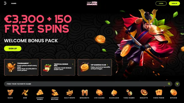 spinsamurai casino website screen