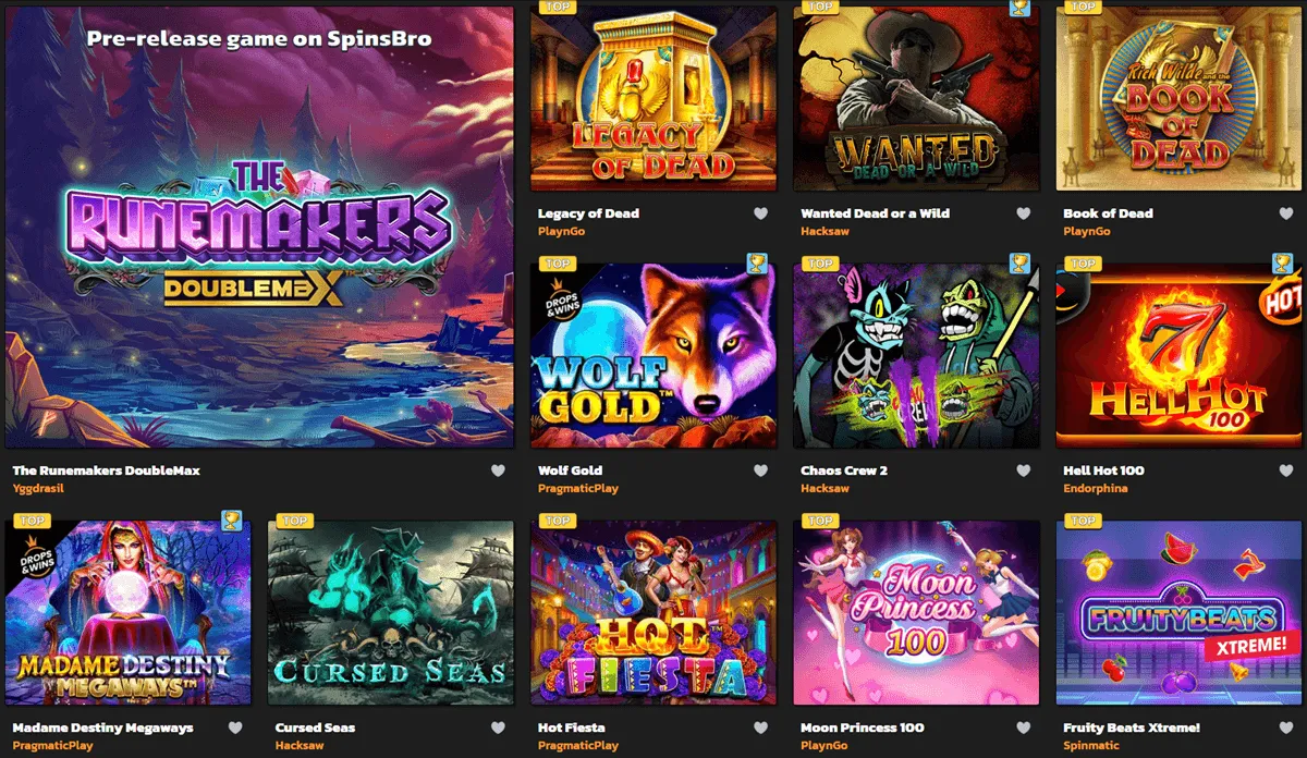 spinsbro casino games