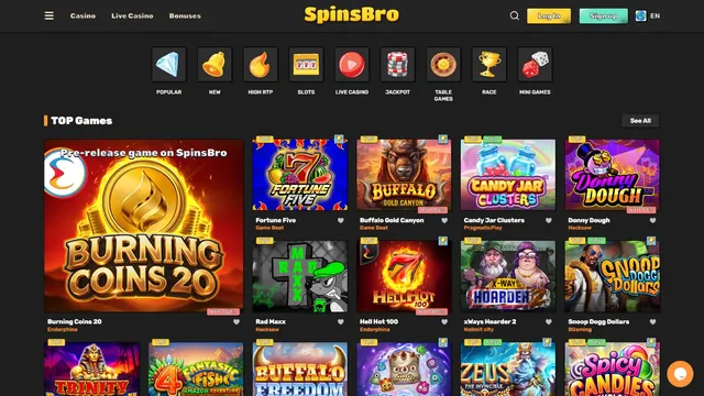 spinsbro casino games