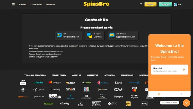 spinsbro casino support