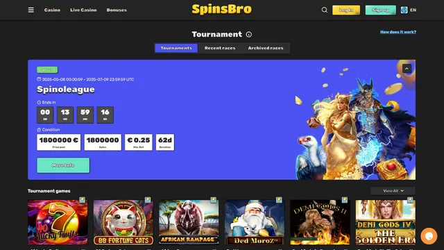 spinsbro casino tournaments