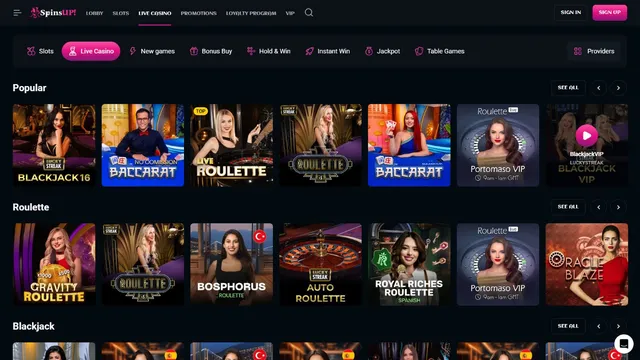 spinsup casino live games