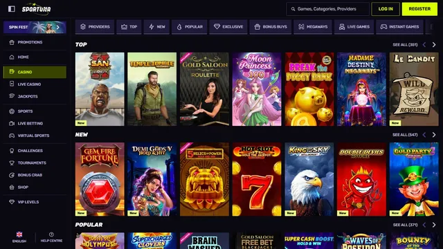 sportuna casino games