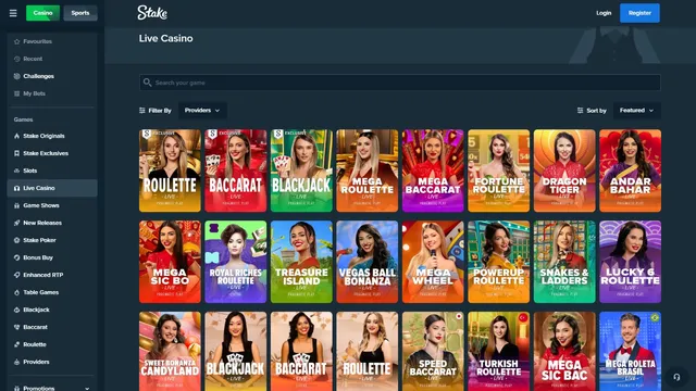 stake casino live games