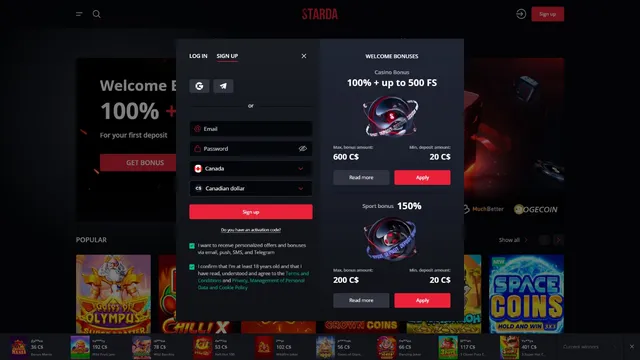 starda casino registration