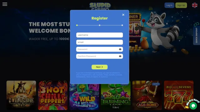 stupid casino registration