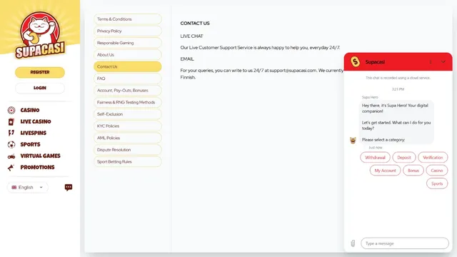 supacasi casino support