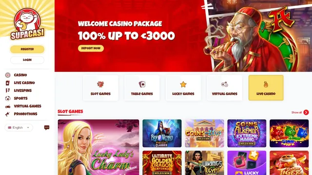 supacasi casino website screen