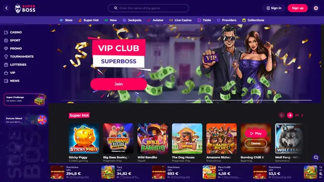 superboss casino website screen