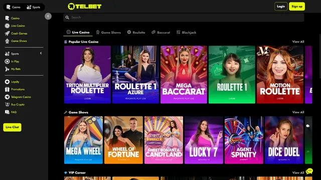 telbet casino live games