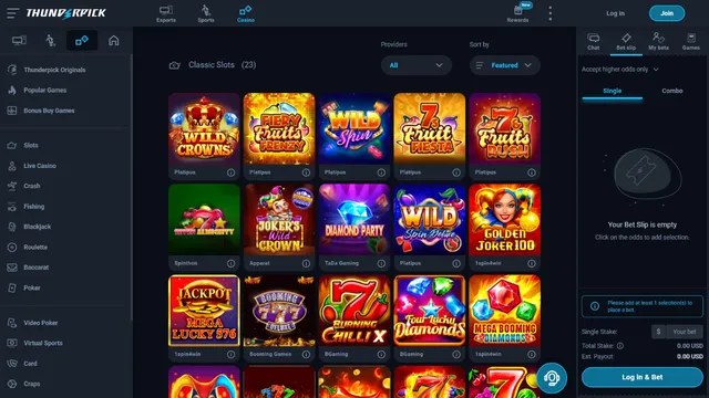 thunderpick casino games