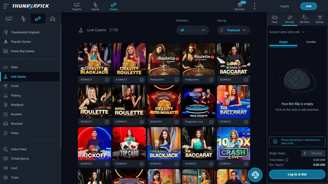 thunderpick casino live games