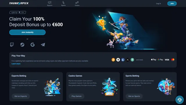 thunderpick casino website screen