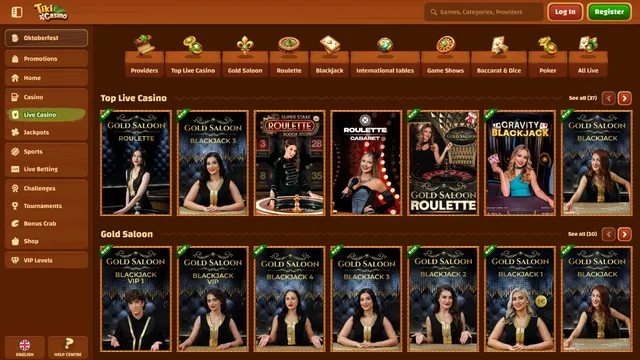 tiki casino live games