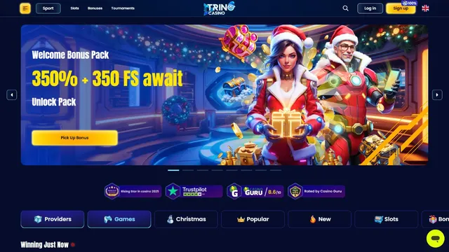 trino casino website screen