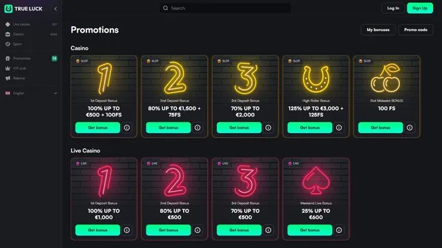 trueluck casino promotions