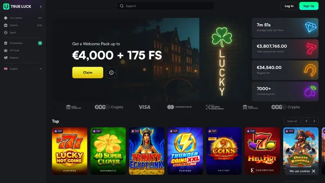 trueluck casino website screen