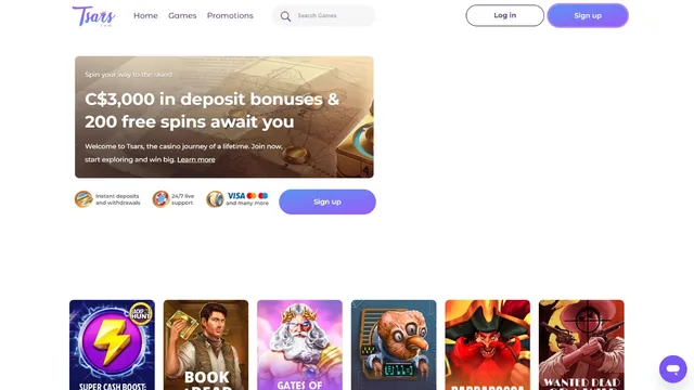 tsars casino website screen