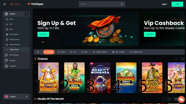 twinvegas casino website screen