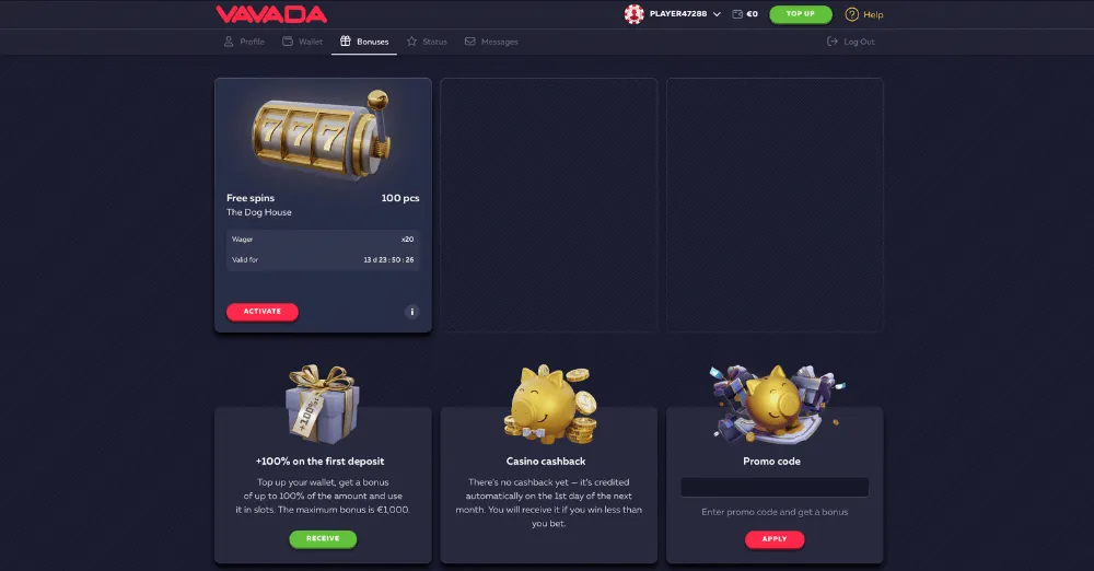 vavada casino bonus codes icon