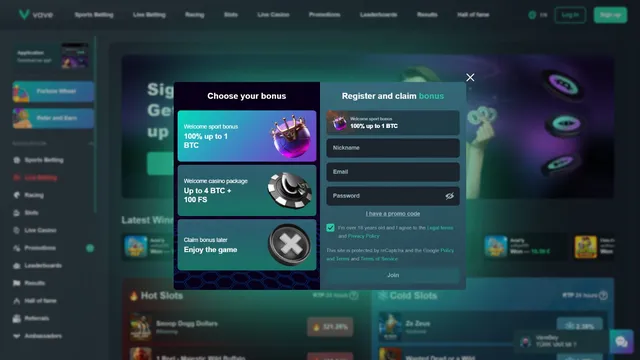 vave casino registration