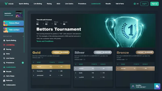 vave casino tournaments