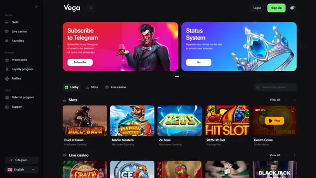 vegabet casino website screen
