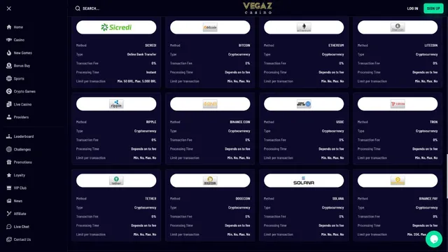 vegaz casino deposit