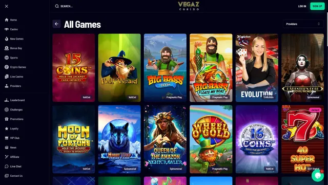 vegaz casino games