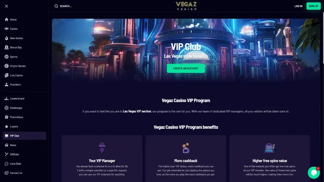 vegaz casino vip club