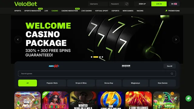 velobet.win casino website screen