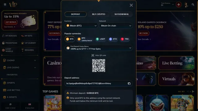 vipcasino deposit