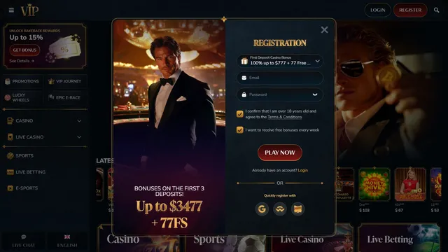 vipcasino registration