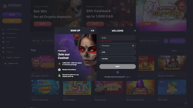 voodoo casino registration