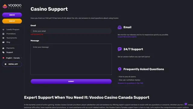 voodoo casino support