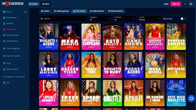 wagered casino live games